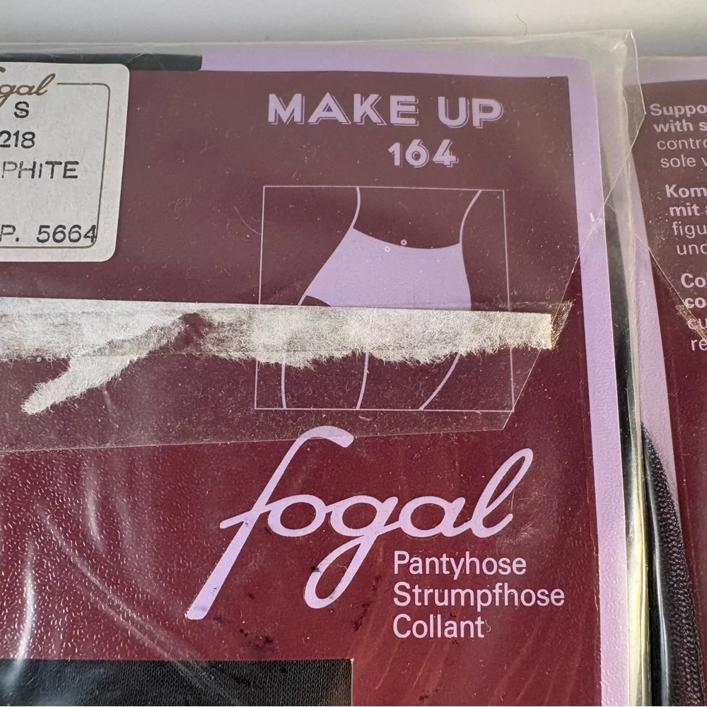 Lot Of 2 New Fogal Makeup 164 Women's Pantyhose Sz‎ Small Graphite Career Dress